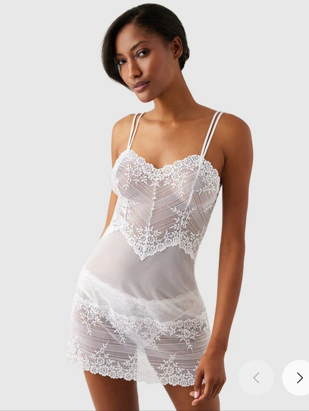 Wacoal Embrace Lace Chemise In Delicious White Size M